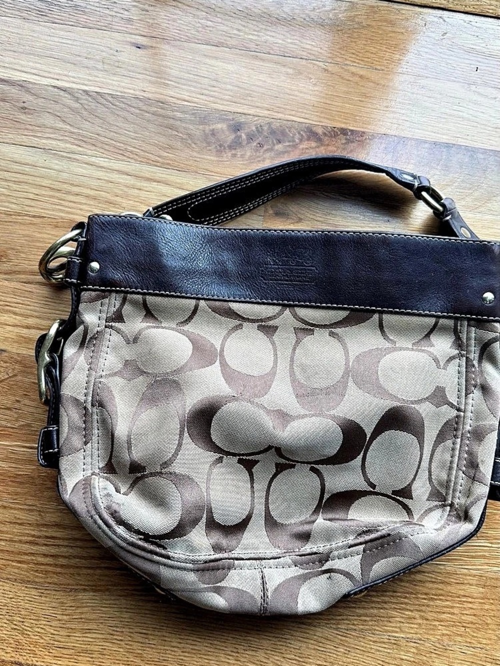 Coach Zoe Signature Medium Hobo Bag in Brown & Gray